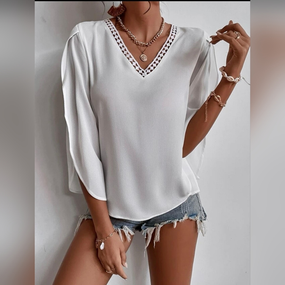White angel sleeve top